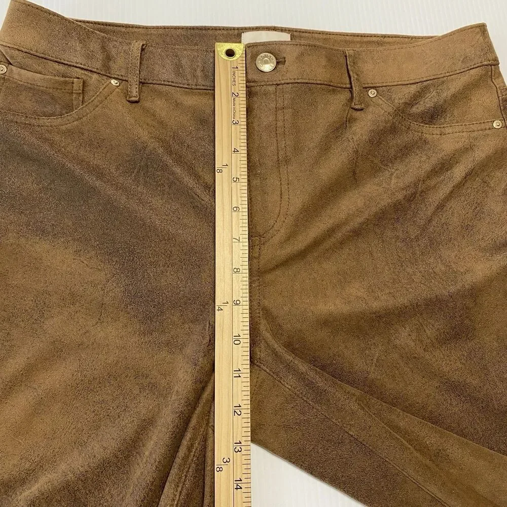 Chico's Women's Slim Pants Mid Rise Tan/Brown Soft Faux Suede Size 1 (fit 34x30) - Picture 8 of 11